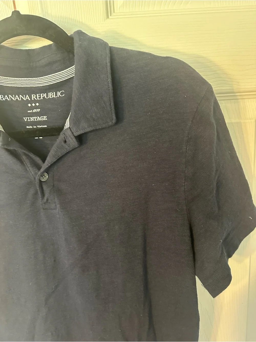 Banana Republic Vintage Men’s M Navy Solid Cotton Short Sleeve Polo